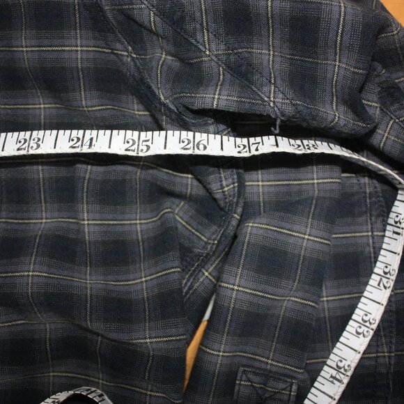 Woolrich Men’s XL Plaid Heavy Cotton Twill Shirt Dark Grey Black Button Down - Picture 3 of 5